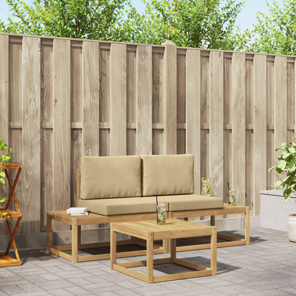 Utomhussoffset 3 st Vit och Beige Polyester