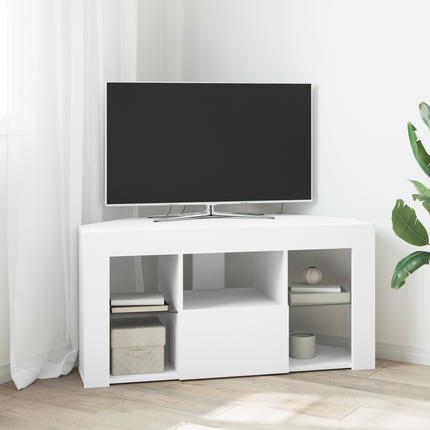 Hörn LED TV-skåp 100 x 40 x 50 cm Vit Konstruerat trä
