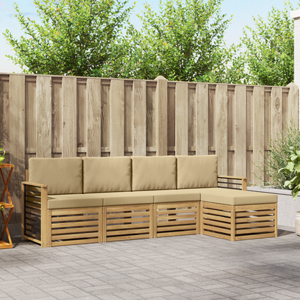 Utomhussoffset 5 st Vit och Beige Polyester