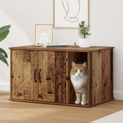 Katt hus Gammalt trä 85 x 55 x 50,5 cm Konstruerat trä