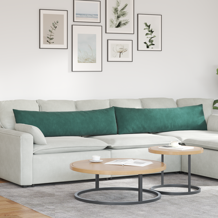 Sofakuddar 2 pcs Mörkgrön 145 x 40 cm Kordread tyg