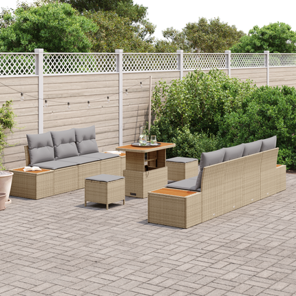 Trädgårdsoffset 10 st 9-Antal sittplatser Beige och Ljusgrå