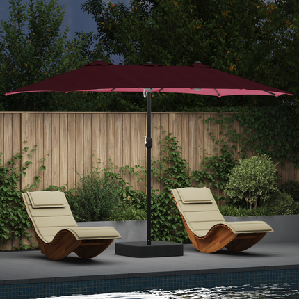 Trädgårdsparasol Bordeaux Röd 385 x 209 x 244 cm Polyester
