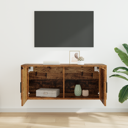 Väggmonterat TV-förråd 100 x 34,5 x 40 cm Gammalt trä