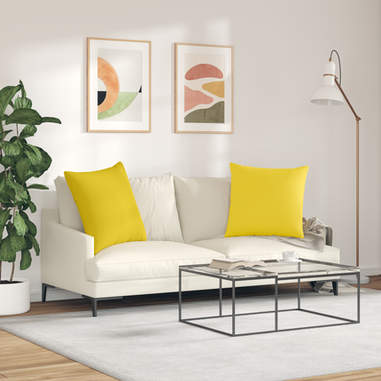 Sofakuddar 2 st tyg Ljusgul 60 x 60 cm