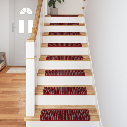 Självhäftande trappmattor 15 st 65 x 21 x 4 cm Non-Slip Röd