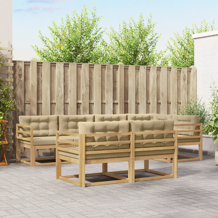 Utomhussoffset 6 st Vit och Beige Polyester