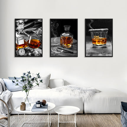 Vodka Wine Glass Still Life Triple Oil Painting Living Room Background Pendant