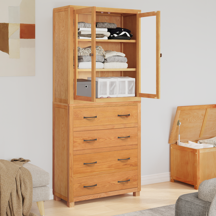 Förvaringsmöbelset 2 st Naturlig 80 x 35 x 185 cm Massivt Ekträ