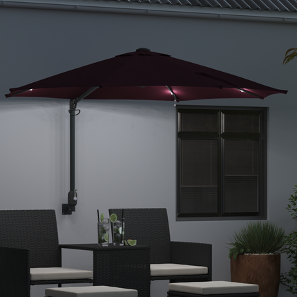 Trädgårdsparasol Bordeaux Röd 248 x 248 x 148 cm