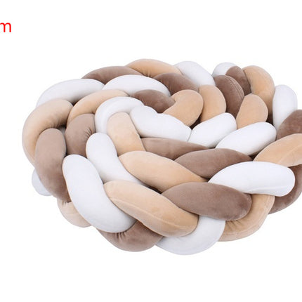 Heightening Baby Braided Crib Bumpers Knot Long Pillow Cushion Bedding Room Dector