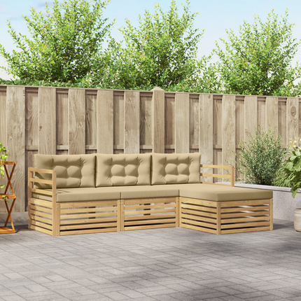 Utomhussoffset 4 st Vit och Beige Polyester