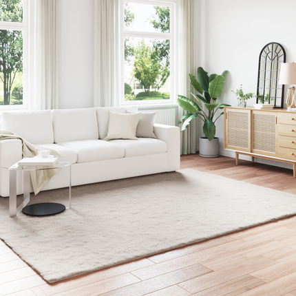 Halkfri matta i konstgjord kaninfäll OLITE Beige 200 x 280 cm