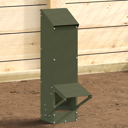 Hönsfodertråg Olivgrön 13 x 12 x 51 cm Kallvalsat Stål