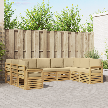 Utomhussoffset 7 st Vit och beige Polyester