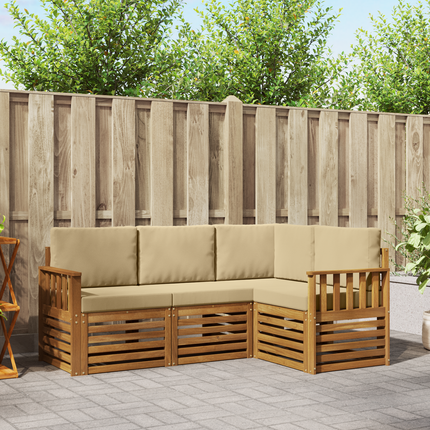Utomhussoffset 4 st Naturlig och Beige Polyester
