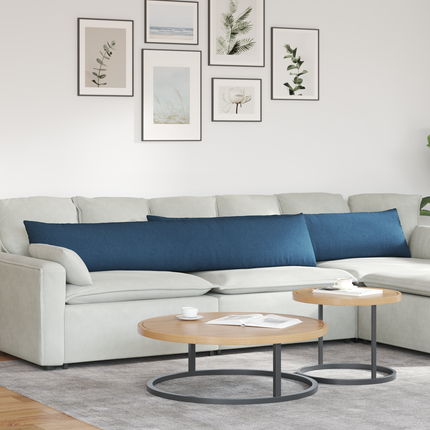 Sofakuddar 2 st tyg Blå 200 x 40 cm