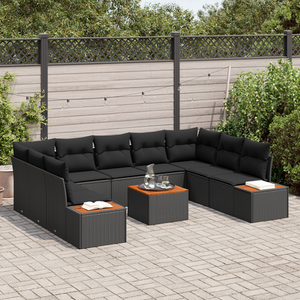 Trädgårdsoffset 5 st 9-Antal sittplatser Svart Polyrattan