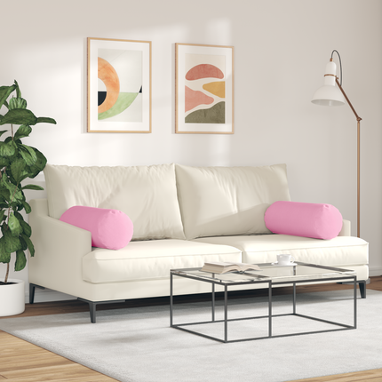 Bolsterkuddar 2 pcs Rosa Ø 25 x 70 cm tyg