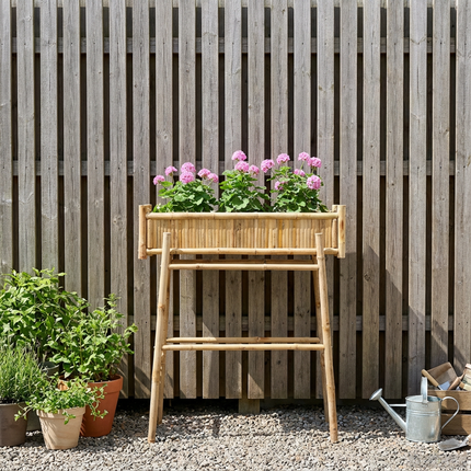 Trädgårdsplanta med hållare Naturfärg 100 x 38 x 114 cm Bambus
