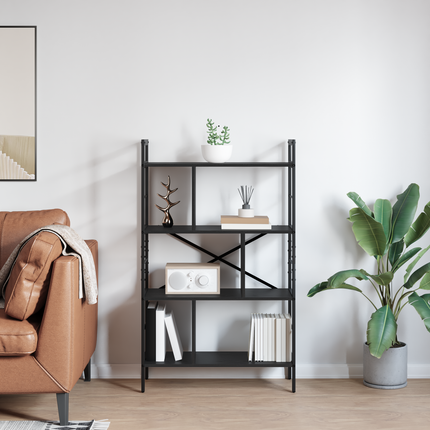 Hyllsystem 7 nivåer 75 x 30 x 123,5 cm Konstruerat trä Svart Ek