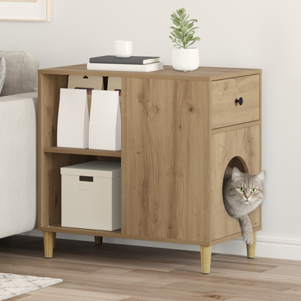 Katt hus Artisan Ek 72 x 42,5 x 70 cm Konstruerat trä