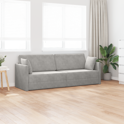 Golvbäddsoffa Ljusgrå 213 x 70 x 77 cm Sammet