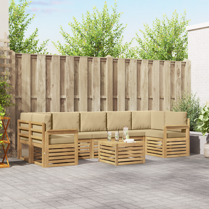 Utomhussoffset 8 st 7-sits Vit och Beige Polyester