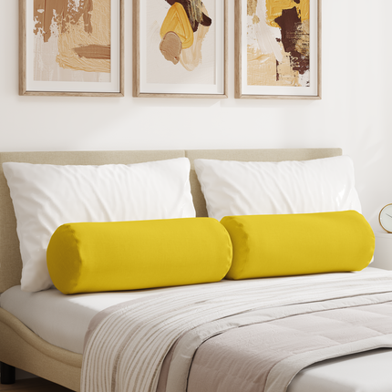 Bolsterkuddar 2 pcs Ljusgul Ø 25 x 70 cm tyg