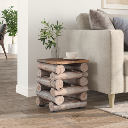 Pall Naturfärg 30 x 30 x 38 cm Massivt teakträ