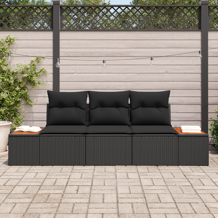 Trädgårdsoffset 3 st 3-Antal sittplatser Svart Poly rattan