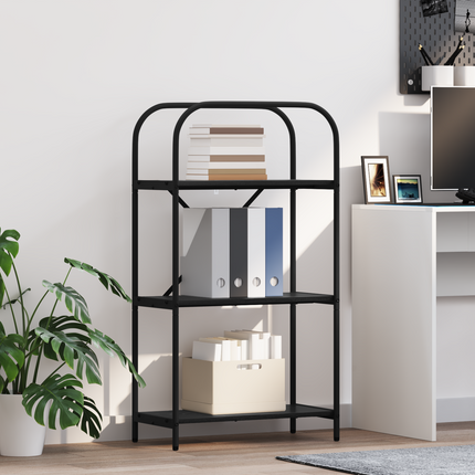 Hyllsystem 3 nivåer 60 x 30 x 109 cm Konstruerat trä Svart Ek