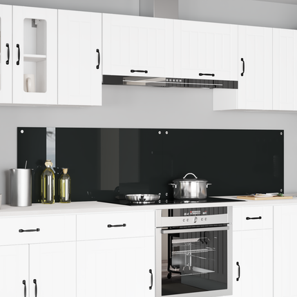 Köksskydd 2 pcs Svart 110 x 50 cm härdat glas