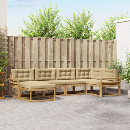 Utomhussoffset 5 st Vit och Beige Polyester
