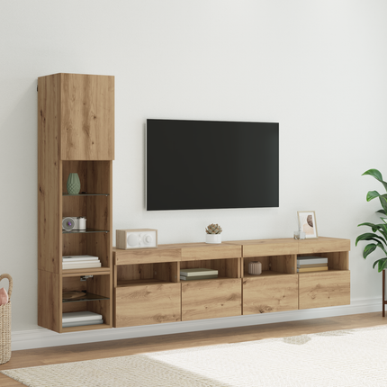 TV-väggmodul 4 st Artisan Ek Konstruerat trä