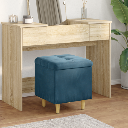Förvaringspall med kudde Blå 40 x 40 x 45 cm Sammet