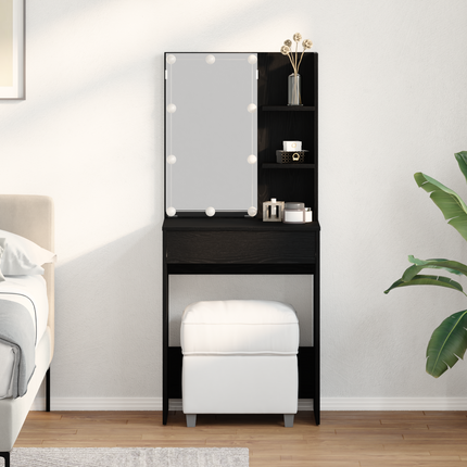 Smyckebord Svart Ek 60 x 40 x 140 cm Konstruerat trä