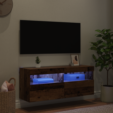 TV Vägghylla 100 x 30 x 40 cm Gammalt trä Konstruerat trä