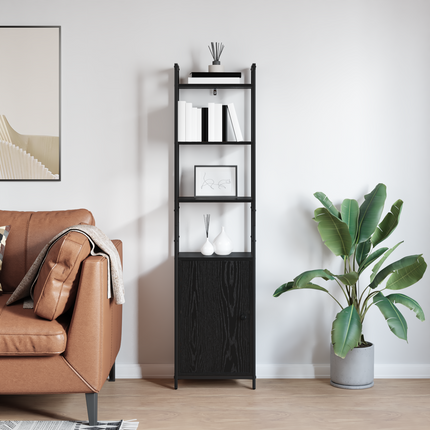 Bokskåp 6 nivåer 40 x 24 x 161 cm Konstruerat trä Svart Ek