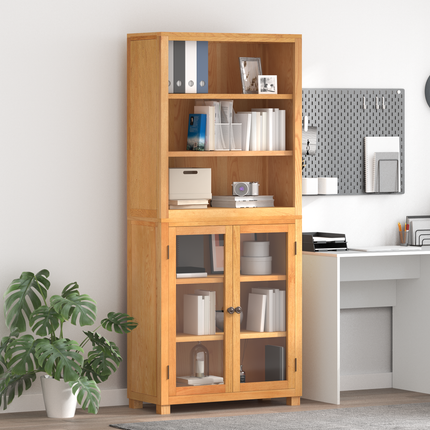 Förvaringsmöbelset 2 st Naturlig 80 x 35 x 185 cm Massivt Ekträ