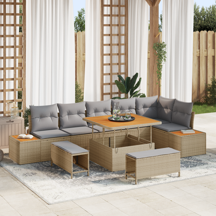 Trädgårdsoffset 9 st 8-Antal sittplatser Beige och Ljusgrå
