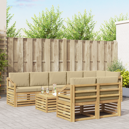 Utomhussoffset 9 st Vit och Beige Polyester