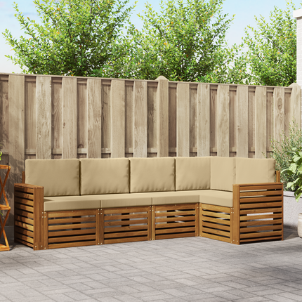 Utomhussoffset 5 st Naturlig och Beige Polyester
