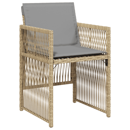 Matgrupp för trädgården med dynor 7 delar mixbeige konstrotting