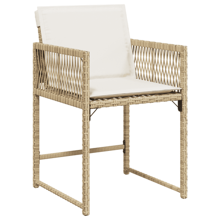 Matgrupp för trädgården med dynor 15 delar beige konstrotting