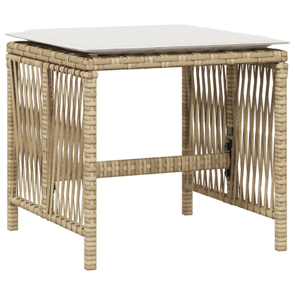 Matgrupp för trädgården med dynor 11 delar beige konstrotting