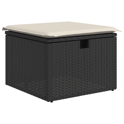 Soffgrupp för trädgården med dynor 7 delar svart konstrotting