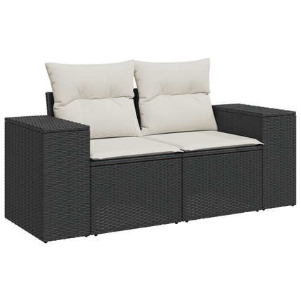 Loungegrupp med dynor 6 delar svart konstrotting