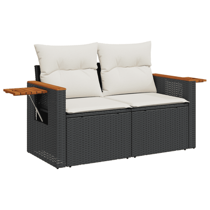Loungegrupp med dynor 6 delar svart konstrotting