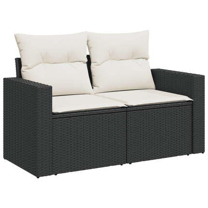 Loungegrupp med dynor 12 delar svart konstrotting